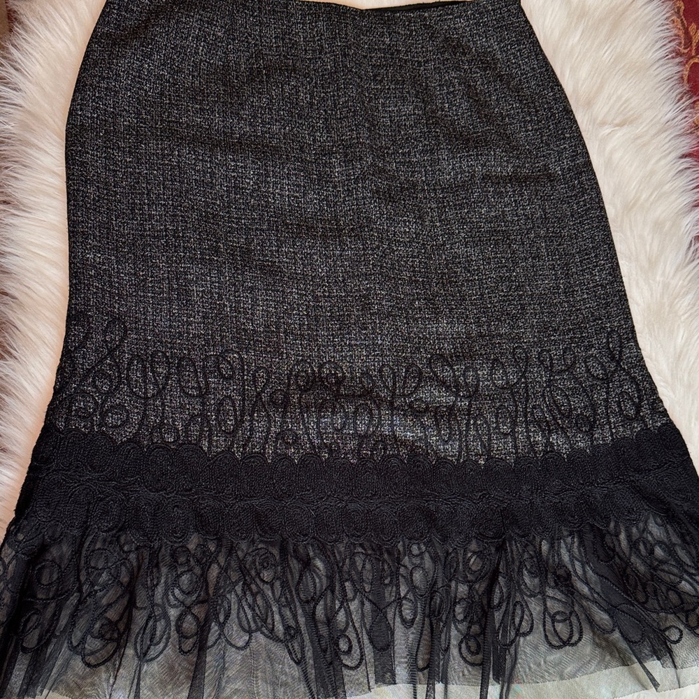 SPANNER Charcoal Black Lace Midi Skirt